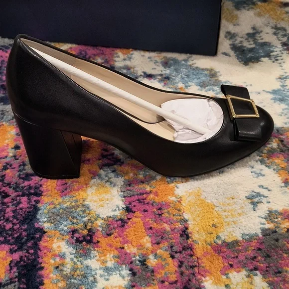 Cole Haan Emory Bow Pump Black Leather 3 inch - Picture 6 of 10